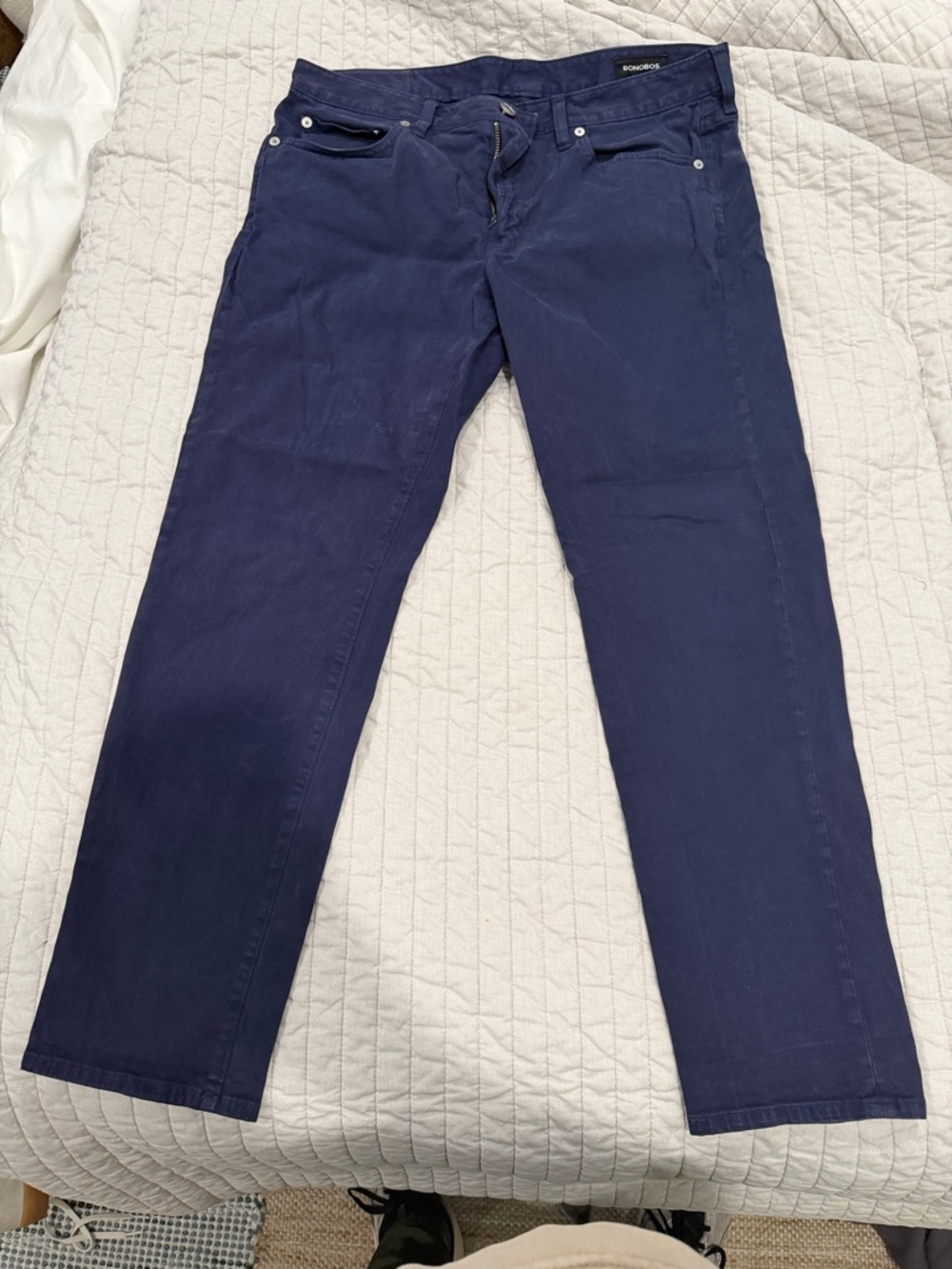 Bonobos men navy Italian Brushed 5-Pocket Pants 32x28 - Slim Taper